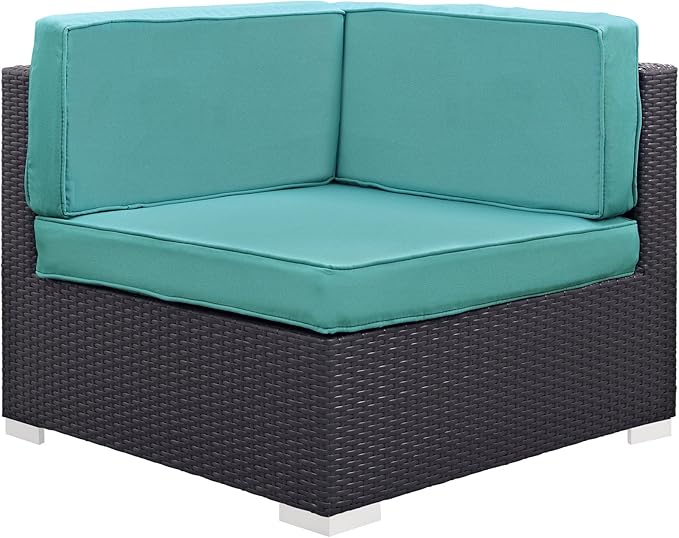 Modway Convene Corner Sectional Outdoor Patio (Set of 2), Espresso Turquoise