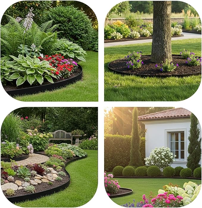 Landscape Edging 2 Inch X 100 FT Garden Edging Border with 90 Metal Spikes + 90 PE Spikes for Lawn,Flower Bed,Yard,Paver,Garden Playground, Fence, Pathway Edging Landscaping