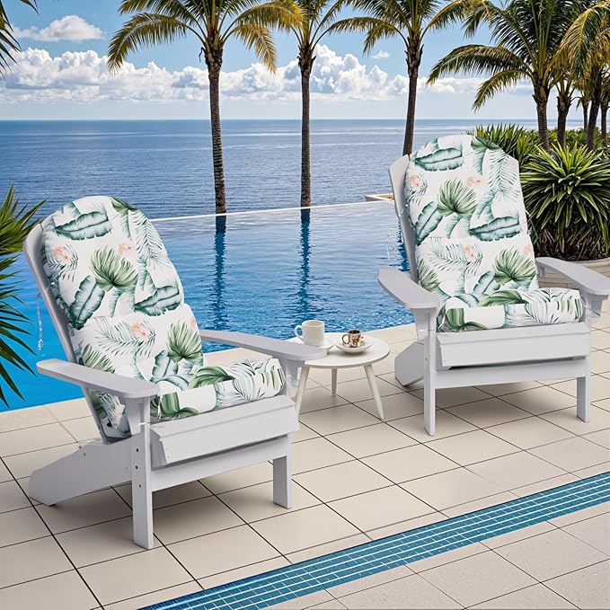 Adirondack Chair Cushion, Rocking Chair Cushions, High Back Patio Cushions, Thickened Weather Resistant Patio Cushion with 6 Ties, Non Slip Fade & Waterproof