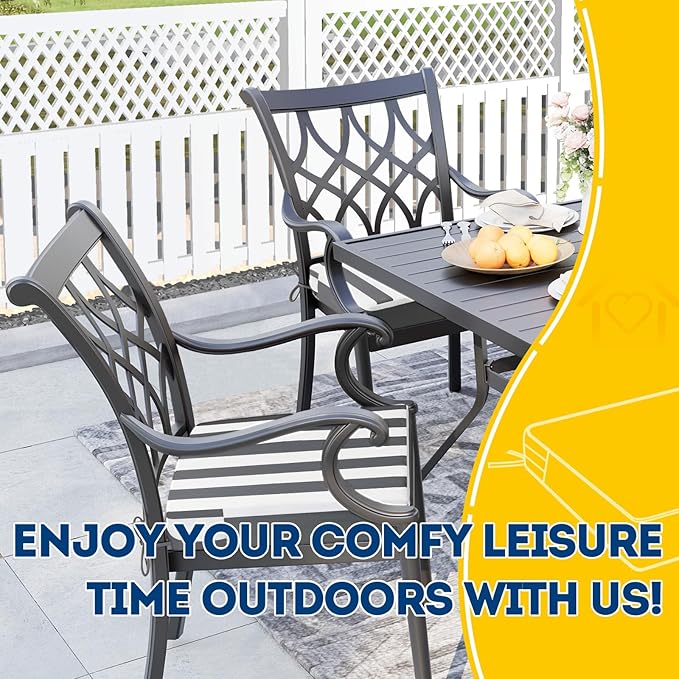 AAAAAcessories Outdoor Seat Cushions for Chairs, Waterproof, Fade-Resistant, 19" x 19" x 3", Patio Furniture Replacement Cushions, Set of 2, Gray Cabana Stripe