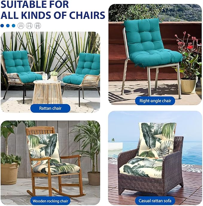 Outdoor Chair Cushions Waterproof Burgundy High Back Patio Chair Cushion with Ties Non Slip Indoor Dining Chair Pad Set 41.7"*20.8"*3.5"