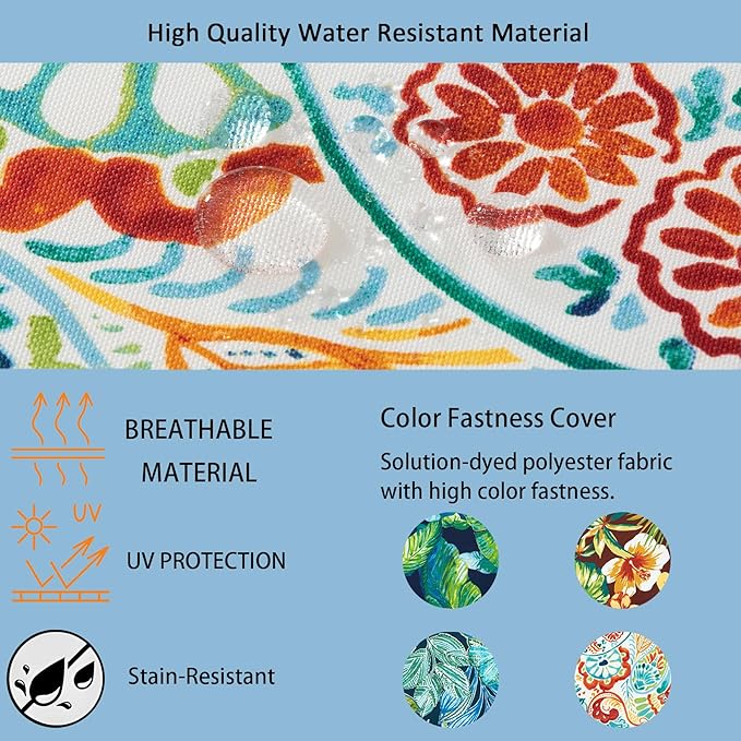 COZYVIDA Outdoor Dining Chair Cushion, Set of 2, 20" x 42",C0 Water-Resistant Breathable Polyester, UV-Resistant 1000+ Hrs, 30D Foam with Recycled Fiber Fill, YKK Zippers, Boho Paisley