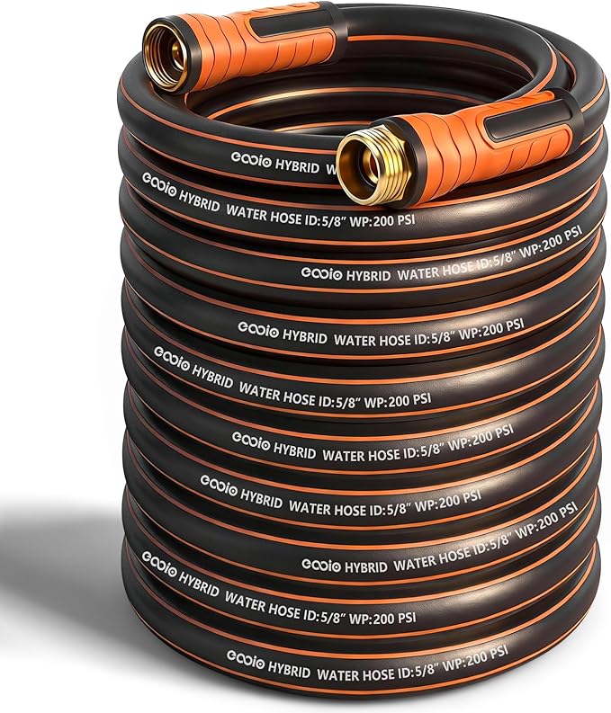 Garden Hose 100 ft x 5/8", Heavy Duty Water Hose, Flexible and Durable, Kink Resistant Lightweight Hybrid Hose, Leakproof Yard Hose with Male to Female Fittings