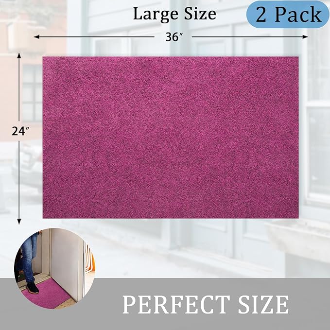 AAZZKANG Set of 2 Purple Doormat Large 36"x24" Outside Inside Utility Floor Mat Quickly Absorb Mud Anti Slip Rubber Door Mat for Home,Garden,High Traffic Areas Decorative