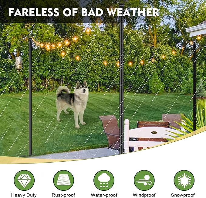 FEED GARDEN String Light Poles for Outside,9.8FT Metal Poles for Outdoor String Lights, Stand Poles for Deck, Garden, Patio, Wedding, Backyard, Christmas Party 4 Pack