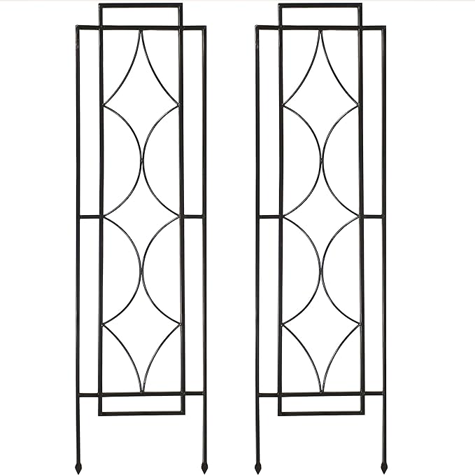 Sunnydaze 2-Piece Chic Diamonds Garden Trellis for Climbing Plants - Outdoor Decorative Metal Flower Trellis - 48-Inch Tall - Black