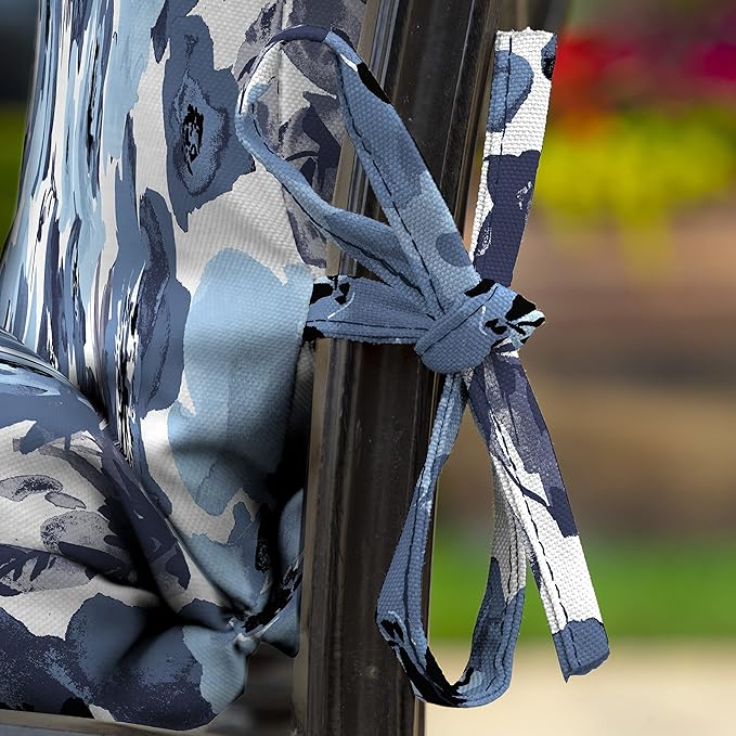 Arden Outdoor Chair Cushion, 21 x 20, Rain-Proof, Fade Resistant 20 x 21, Blue Garden Floral