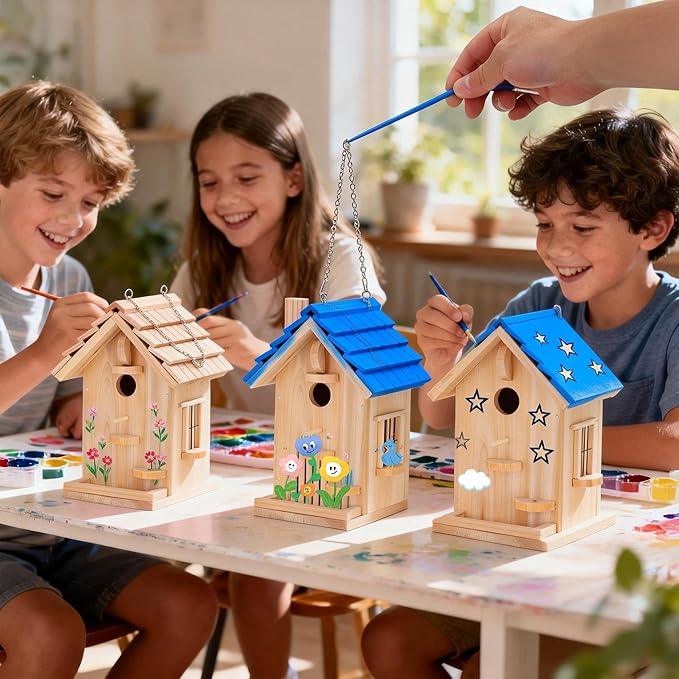 DIY Bird House Kit – Build Your Own Bird House, Natural Cedar Wood Craft Kit for Adults & Kids Ages 8-12, Pre-Drilled Easy Assembly, Eco-Friendly Birdhouse Kit (11.6x6.5x5.5in)
