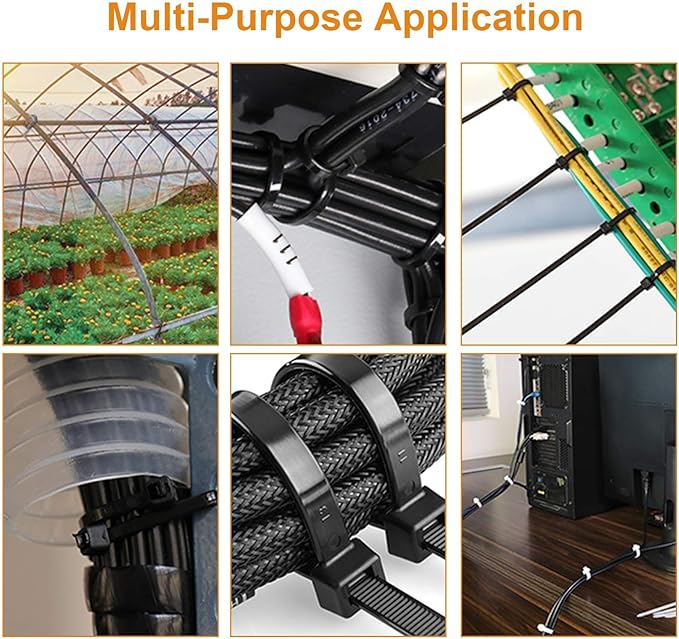 100Pcs 8 Inch Heavy Duty Industrial Zip Toes 40lbs Tensile Strength Releasable Black Tie Wraps Reusable Zip Toes Tie Straps For Garden Plant Secure Vine, Home Office (Pack of 2)