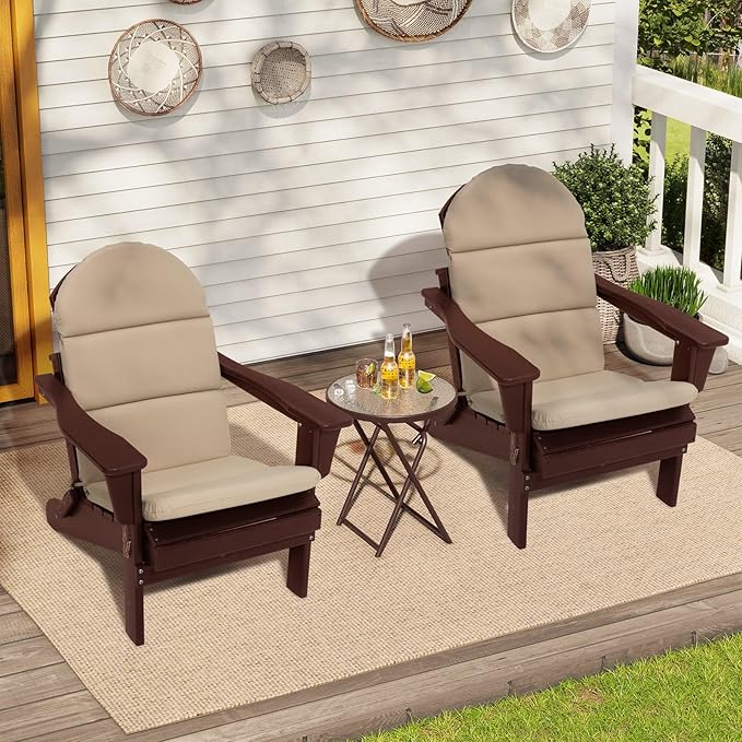 Crestlive 50x19.6 Inch Adirondack Chair Cushion Set of 2, Waterproof, Fade Resistant, High Back Outdoor Rocking Chair Cushion for Patio, Beige