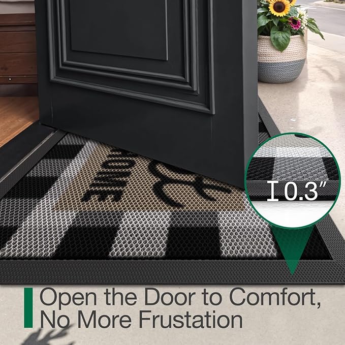 LUMI Outside Door Mat 32x47, Non Slip Rubber Backing Welcome Doormat, Low Profile Easy Clean Welcome Entrance Mat for Front Back Door Entryway Porch Garage, Sweet Home