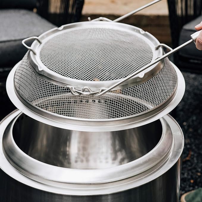 Solo Stove Bonfire Shield - Durable Stainless Steel Spark Protector Mesh Screen for Fire Pits, Keeps Pops and Hot Embers Contained for Safe Outdoor Fires, Includes Shield Removal Tools
