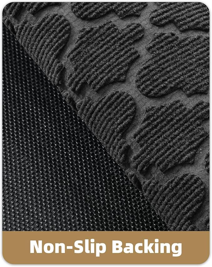 Color&Geometry Large Front Door Mat Outside Entrance, Heavy Duty Non Slip Low Profile Doormat for Entryway, Trap Dirt and Moisture Welcome Mats All-Weather, Easy Clean, Patio, Garage, 36"x60" Grey