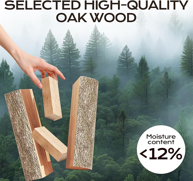 Kiln Dried Oak Firewood Bark Free Hardwood Logs for Pizza Ovens Fire Pits Fireplaces Clean Hot Burning Lights Quickly 4in 10lbs