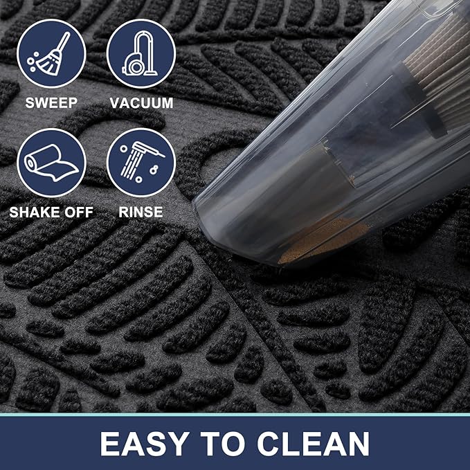 Smiry Welcome Mat Indoor Outdoor, All-Season Waterproof Front Door Mat, Sturdy Natural Rubber Doormat, Non-Slip, Easy Clean, Low Profile Dirt Trapper for Porch Patio Entrance, 59x34, Grey