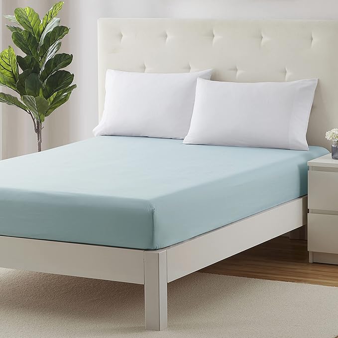Clara Clark Fitted Sheet, Extra Deep Pocket Fits Deep Mattress, Luxury Soft Fitted Sheet Only, Twin XL Aqua Light Blue
