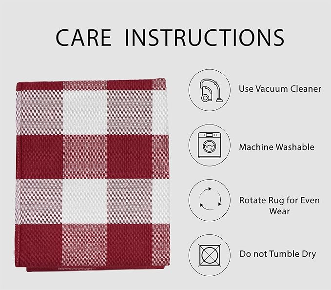 IOHOUZE Christmas Buffalo Plaid Rug 2x3 Ft Outdoor Indoor Doormat Red White Check Washable Area Rug Woven Cotton Checkered Front Porch Mat Christmas Decor for Front Door Entryway Home Entrance
