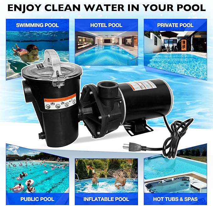 Pool Pump 1.5 HP Replacement for Hayward Power Flo LX Series W3SP1580X15, Above Ground Swimming Pool Pump Motor – Single Speed 115V 48Y Frame