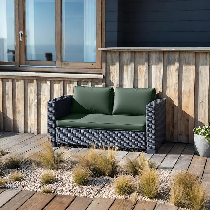 Outdoor Loveseat Cushions, 48 x 24 x 4 Inches Waterproof Fade Resistant Cushion Set for Couch, Bench and Swing
