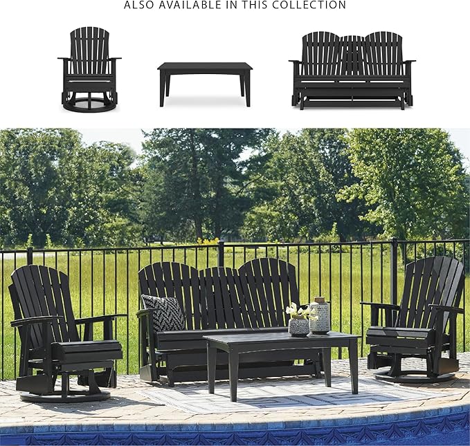 Signature Design by Ashley Hyland Wave Modern Outdoor Swivel Glider Chair, Gentle Gliding Motion, Stainless Steel Hardware and HDPE, 30.88" W x 30.5" D x 41.63" H, Black