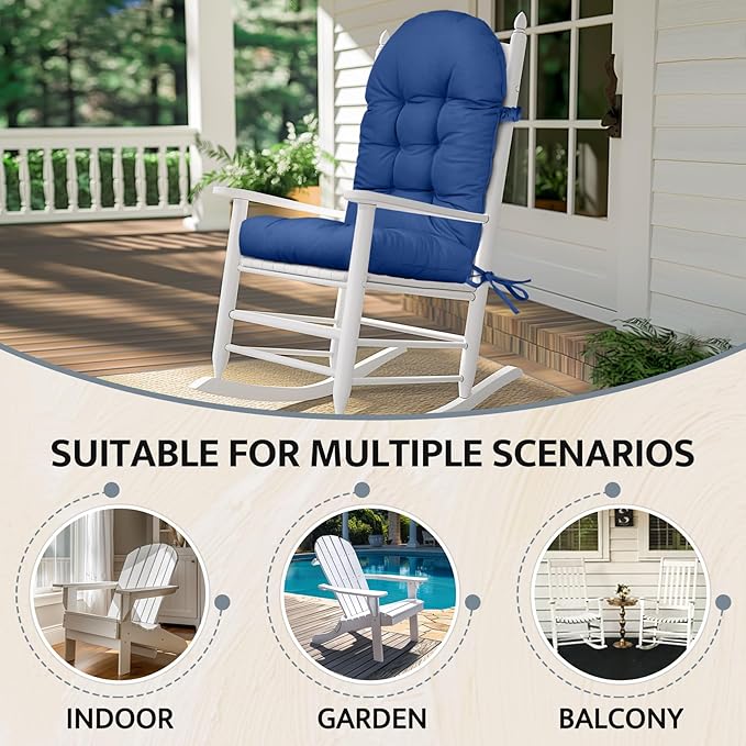 mudilun Adirondack Chair Cushion with Tie Outdoor Adirondack Chair Cushions Thick Tufted High Back Rocking Chair Cushions for Indoor Patio Furniture Chair Pads