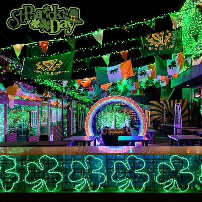 JMEXSUSS 2 Pack Green Rope Lights Battery Operated String Lights Outdoor Waterproof, Total 200LED 66ft Remote Battery Powered Christmas Light, Green Light for Patio St Patricks Day Decorations