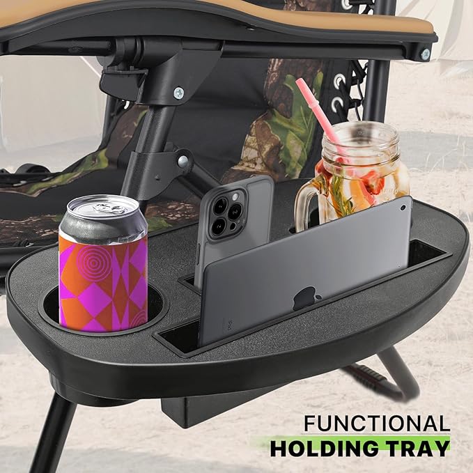 Magshion Zero Gravity Chair with Canopy Set of 2, Reclining Outdoor Patio Lounge Chair, Folding Anti Gravity Recliner, Portable Lounger with Removable Cup Holder Side Tray and Pillow Headrest