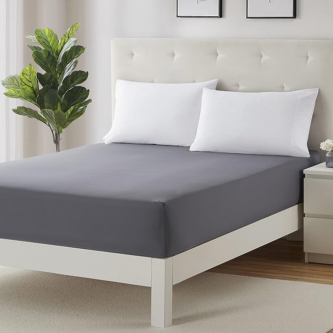 Clara Clark Fitted Sheet, Extra Deep Pocket Fits Deep Mattress, Luxury Soft Fitted Sheet Only, King Charcoal Gray