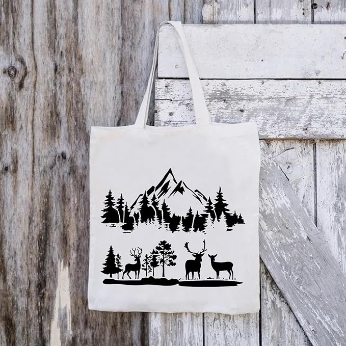 Mountain Stencils for Painting on Wood Burning Stencils and Patterns Reusable Nature Deer Tree Stencils for Crafts Canvas Furniture Wall Drawing Pattern Decorative (Mountain)