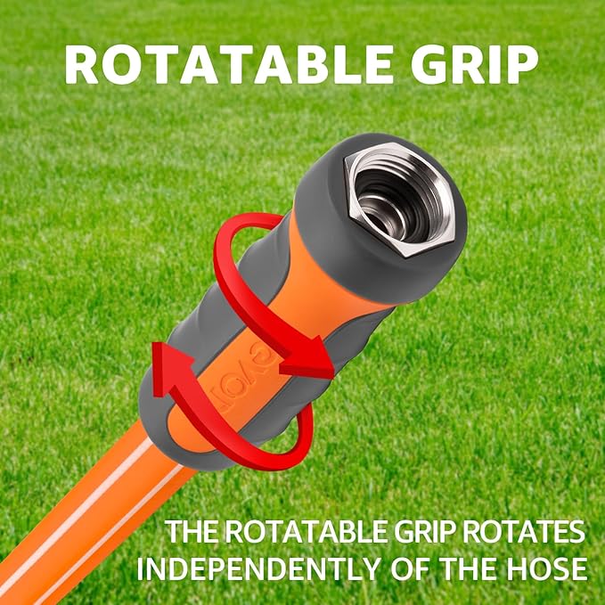 Fevone 80 ft Kink Free Garden Hose with Swivel Handle, All Weather Flexible, Heavy-Duty & Durable, Leak-Free Connection