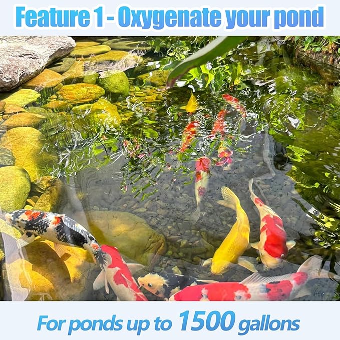 Pond Fountain Aerator 1HP 110V 750W - pond fountain- pond aerator 15,000 GPM - Includes 100-foot Power Cord - Features Tow Rope Steel Anchoring Pin Timer - Suitable for Ponds and Lakes