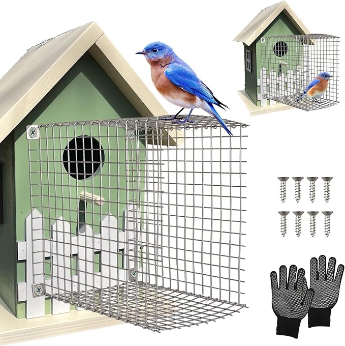 2Pcs Bluebird House Protector Guards, Stainless Bird House Entrance,Designed for The Secure of Eastern Bluebird Homes and Their Chicks (Square)