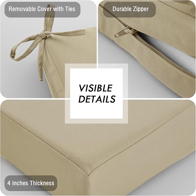 idee-home Outdoor Cushions for Patio Furniture, Outdoor Seat Cushion, Waterproof Couch Hampton Bay Deep Seat Replacement Chair Cushions for Garden Lawn Backyard Deck, 30 x 30