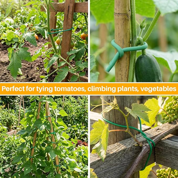 65.6 Feet Soft Plant Ties for Climbing Plants Garden Wire Twist Ties for Tomatoes, Vegetables & Home Organization (2 Rolls, 32.8ft Each, 2.5mm Diameter)
