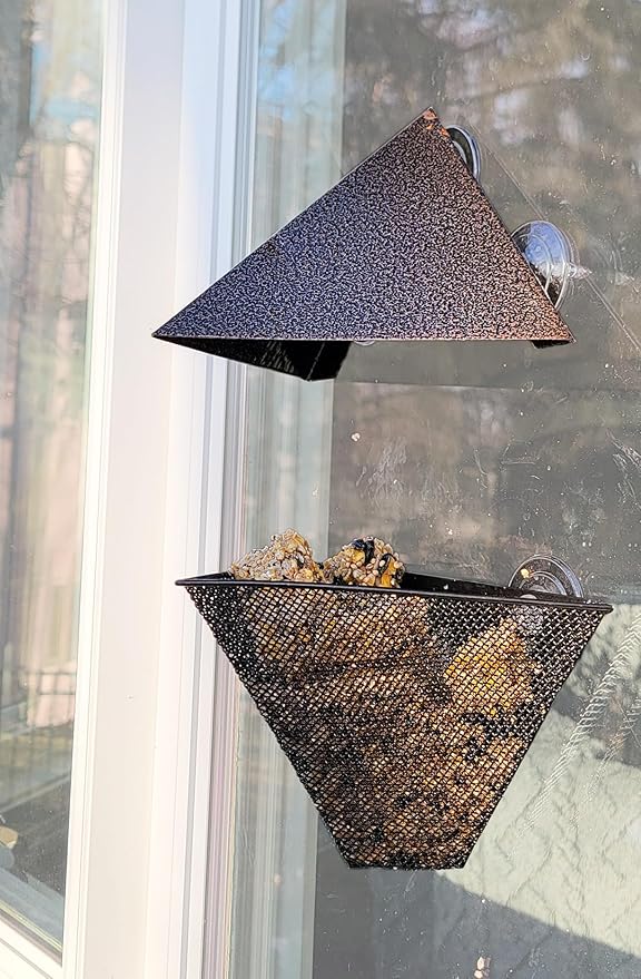 Wildlife Sciences Bird Feeders | Suet Feeders | Seed Cake Feeders | Bird Seed Feeders (Window Bird Feeder with Suction Cups), Bronze