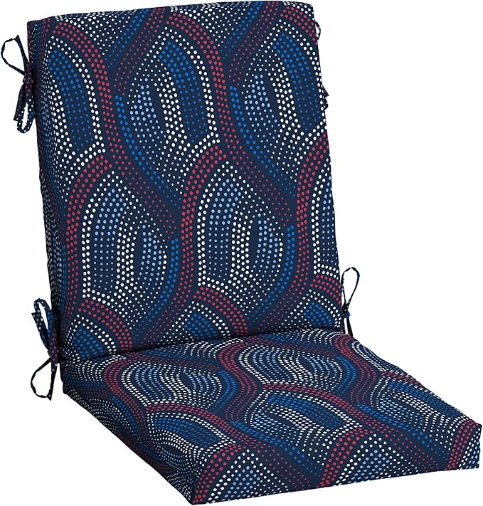 Arden Outdoor Dining Chair Cushion, 20 in x 20 in, Patio Cushion for Patio, Dining, or Rocking Chairs, Sapphire Liberty Mosaic