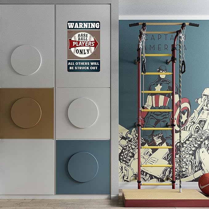 Yunruily (Warning Baseball Players Only) Funny Signs Boy Baseball Wall Decor-Baseball Posters Decor for Boys Room,Gifts for Boys Who Love Baseball 8x12 Inches