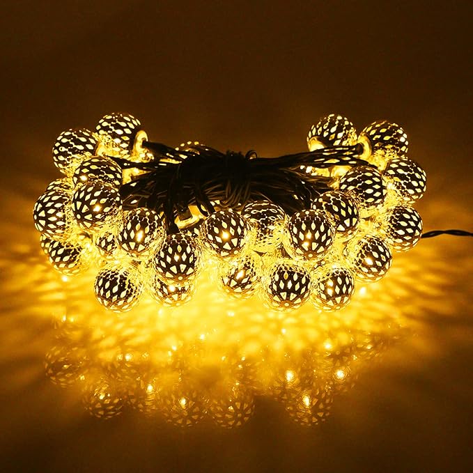 33FT 100LED Solar String Lights Outdoor Waterproof,Globe Solar Fairy Lights Outdoor with 8 Modes,Moroccan String Lights Solar Powered for Garden Yard Porch Wedding Party Decor (Warm White)