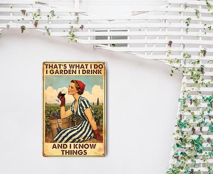 Garden Signs for Outside Wall Decor Funny Metal Signs Vintage Garden Decor for Gardener Gardening Sign Cottage Core Room Decor 8x12 Inches