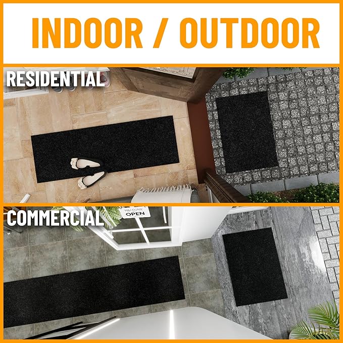Ottomanson Front Door Mat – Non Slip Scraper Mud Mat for High Traffic Entryways, RV & Patio – Dirt Trapping and Durable for Indoor & Outdoor Use – 2'7" x 3' – Black