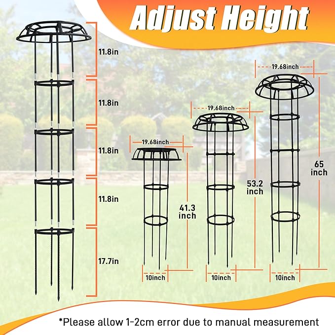 65 Inch Garden Trellis for Climbing Plants Outdoor, Mushroom Top Trellis for Potted Plants, Vines, Roses, Clematis, and Vegetables, Plant Trellis Support 1 Pack
