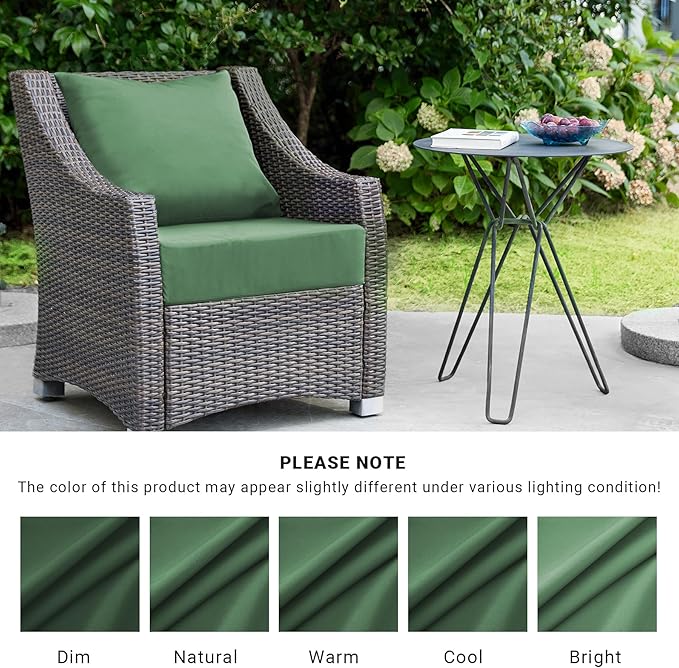 Outdoor Cushions for Patio Furniture,Outdoor Seat Cushion Set 24 x 24 x 4 Inch,Waterproof & Fade Resistant Outdoor Chair Cushions,Deep Patio Chair Cushion with Removable Cover,ForestGreen