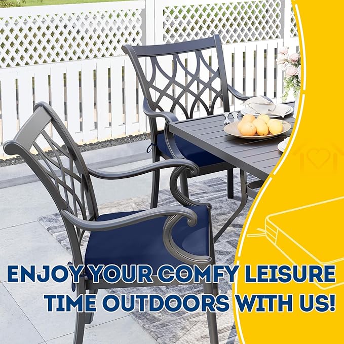 AAAAAcessories Outdoor Seat Cushions for Chairs, Waterproof, Fade-Resistant, 18" x 18" x 2", Patio Furniture Replacement Cushions, Set of 2, Navy Blue