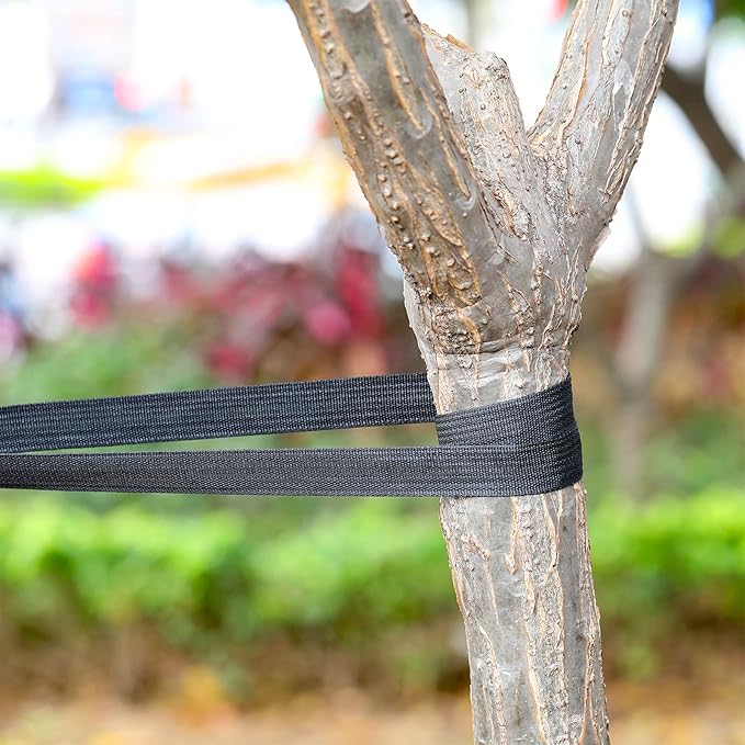 Shappy Tree Tie Strap Garden Webbing Strap Garden Plant Supports Tree Tie Staking for Outdoor Use, Plant Supports, Grafting, Straightening Supplies(Black,295 Feet x 1 Inch)