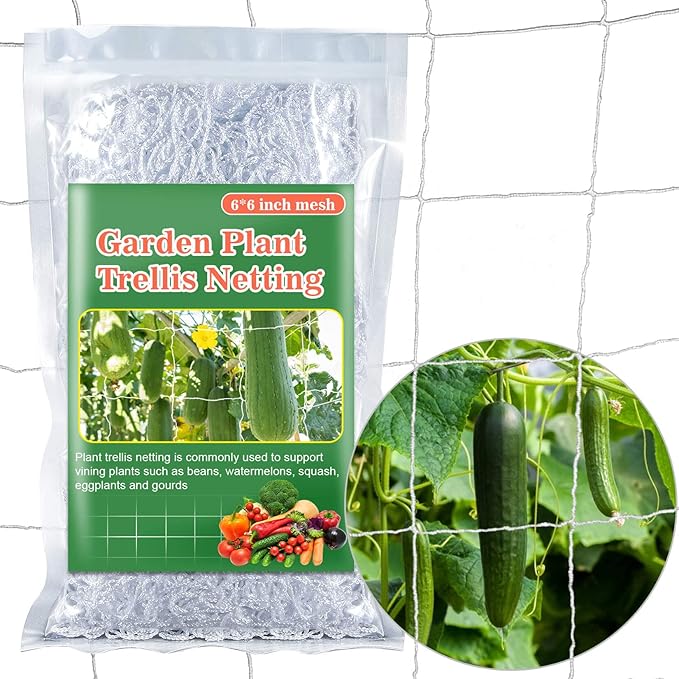 Sukh Garden Plant Trellis Netting -Trellis Net Polyester Trellis Netting Garden Square Mesh for Climbing Plants Fruits Vegetables VinesGrow Tents (6)