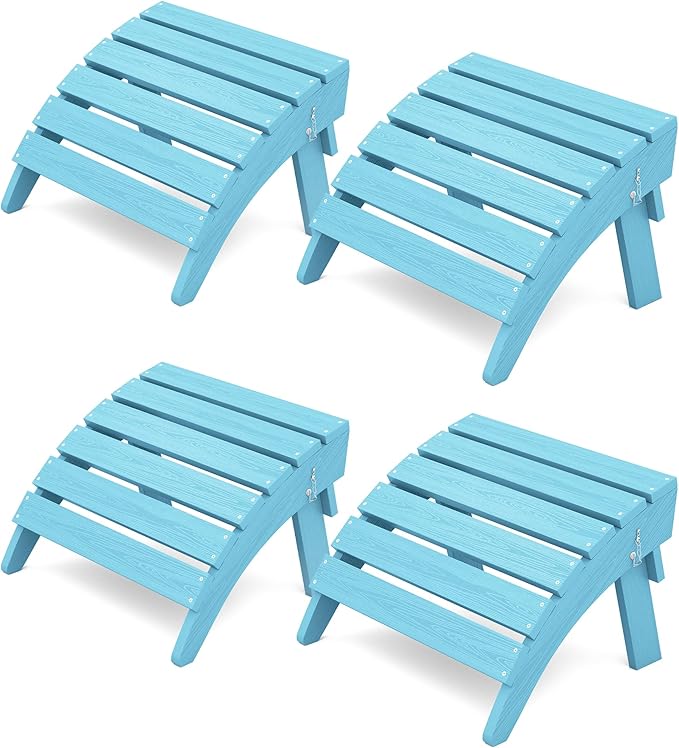 KINGYES Folding Adirondack Ottomans Set of 4 for Adirondack Chair, Light Blue
