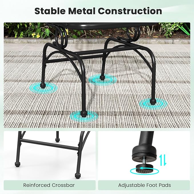 Tangkula Outdoor Rocking Chair Set of 4, Patio Rocker Chairs with Steady Rocking Function, Outdoor Dining Chairs with Metal Mesh Backrest & Seat, Armrest, Adjustable Foot Pads for Yard, Deck, Balcony
