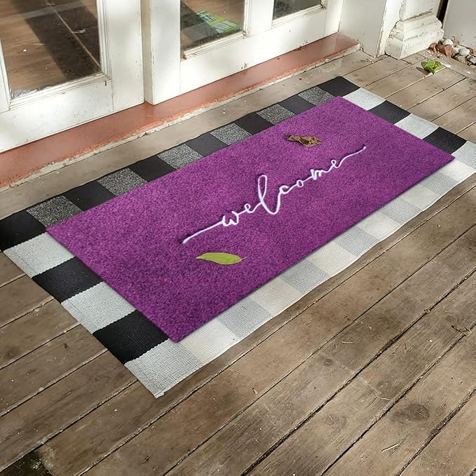 AAZZKANG Purple Outdoor Mat Front Door Indoor Welcome Doormat Long 18"x48",Anti-Slip Rubber Door Mat,Low-Profile Design Entrance Mats Decorative