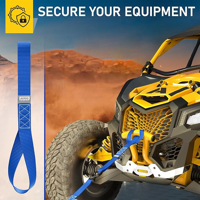 AUGO Heavy Duty Soft Loops –Pack of 6-1.5” x 17” Tie Down Anchor Straps for Use w/Ratchet Strap Hooks – 3000Lb Load Capacity & 10,000Lb Break Strength – Great for Motorcycle, Bike, Roof Rack, Etc.