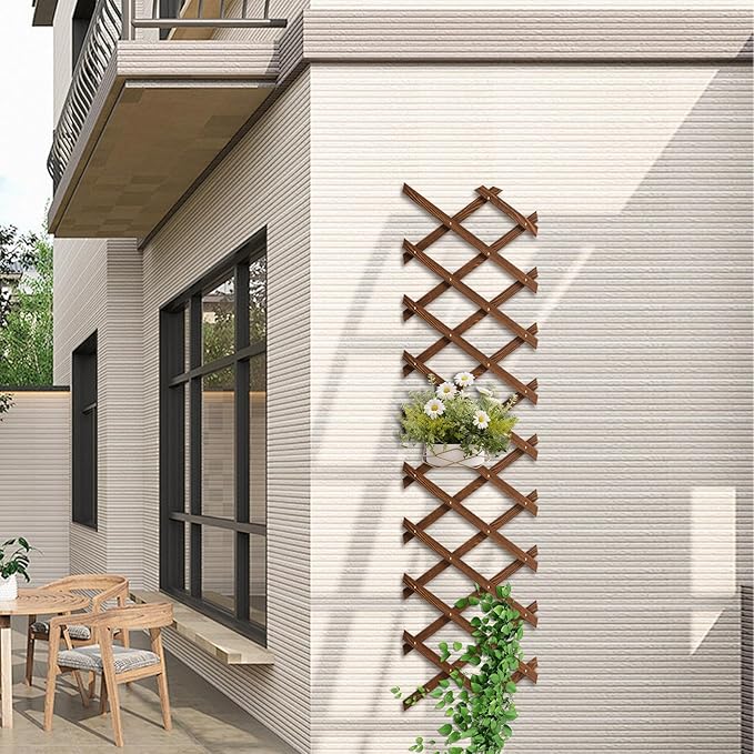 2 PCS Expandable Garden Trellis, 13.2" x 63" Trellis for Climbing Plants Outdoor, Wooden Lattice Fence Wall Panel Lattice Panels for Outside, for Climbing Plants Vine Ivy Rose Cucumbers Clematis